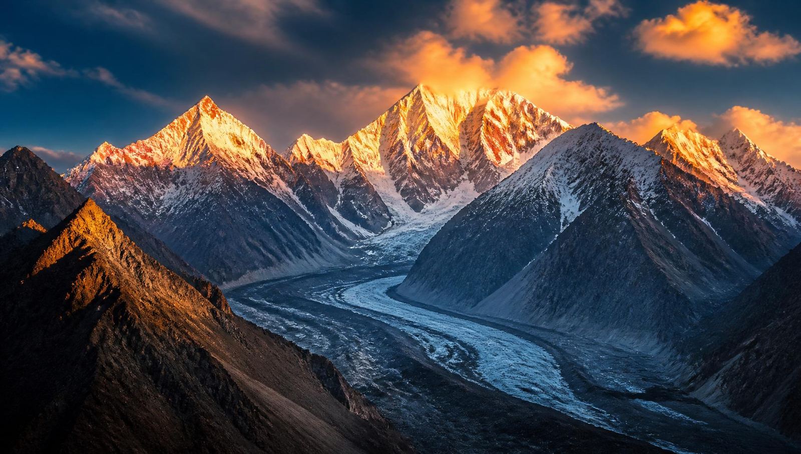 Dawn light over the Karakoram range