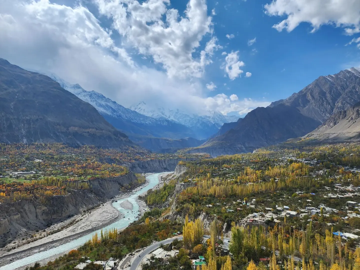 The Hunza river valley in full autumn gold