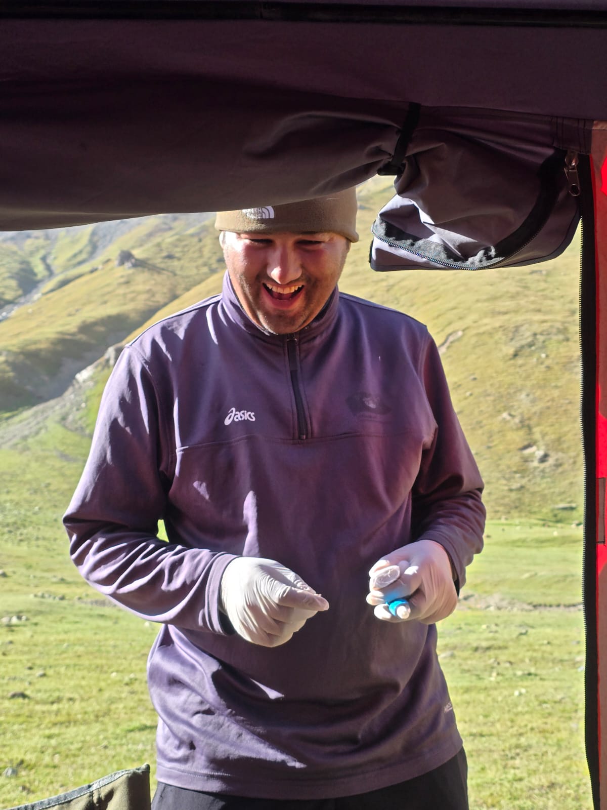A Beyond The Valley guide at a high-altitude camp